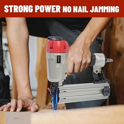 Pneumatic Brad Nailer, KEENTECH 2 in 1 Nail Gun Staple Gun Fires 18 Gauge 2 Inch Brad Nails and Crown 1-5/8 inch Staples, Silver & Red (KT5040) in Kuwait