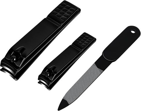 Nail Clippers Set, Sharp Stainless Steel Fingernail Clipper & Toenail Clippers, Black Nail Cutter, Large and Small 2 Piece Set. (Large/Small) in Saudi Arabia