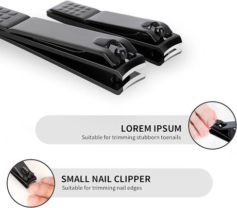 Nail Clippers Set, Sharp Stainless Steel Fingernail Clipper & Toenail Clippers, Black Nail Cutter, Large and Small 2 Piece Set. (Large/Small) in Saudi Arabia