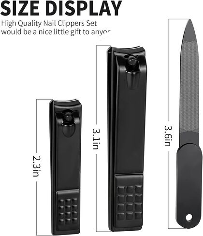 Nail Clippers Set, Sharp Stainless Steel Fingernail Clipper & Toenail Clippers, Black Nail Cutter, Large and Small 2 Piece Set. (Large/Small) in Saudi Arabia