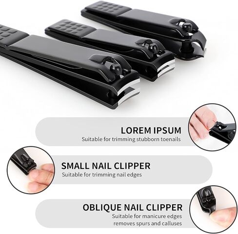 Nail Clippers Set, Sharp Stainless Steel Fingernail Clipper & Toenail Clippers, Black Nail Cutter, Large and Small 2 Piece Set. (Large/Small) in Saudi Arabia