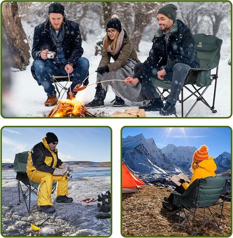 Nice C Heated Camping Chairs, Outdoor Heated Chair, Oversized XL Padded Camping Chair, Outdoor Chair, Camp Chair, Lounge Chair, Wide&Thick, Heavy Duty 400lb, Carry Bag, Cupholder & Cooler (Two Green) in Saudi Arabia