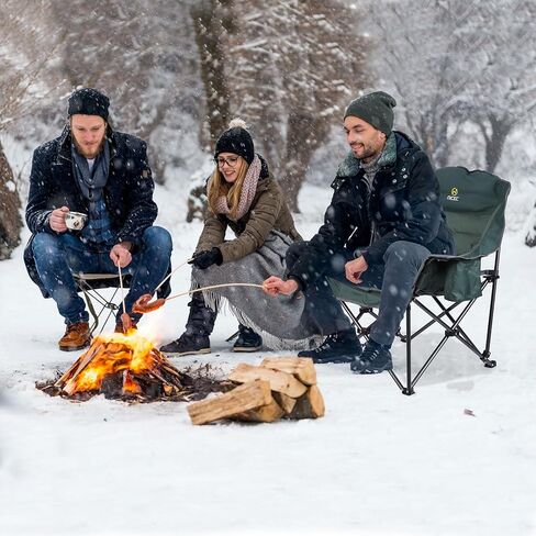 Nice C Heated Camping Chairs, Outdoor Heated Chair, Oversized XL Padded Camping Chair, Outdoor Chair, Camp Chair, Lounge Chair, Wide&Thick, Heavy Duty 400lb, Carry Bag, Cupholder & Cooler (Two Green) in Saudi Arabia