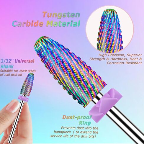 19pcs Nail Drill Bits Sets, 3/32 Inch Diamond Cuticle Electric Nail File and Ceramic Acrylic Gel Nail Bit Kit, Acrylic Nail Art Tools, Carbide Cuticle Remover Bits for Manicure Pedicure, Home Salon in Saudi Arabia
