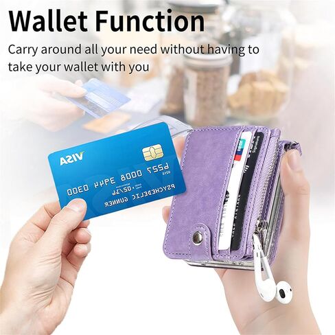 جراب SOOPII من جلد البولي يوريثان لهاتف Samsung Galaxy Z Flip 6، تصميم تخزين بسحاب، حزام كروس مضاد للانزلاق قابل للفصل وحامل بطاقات، غطاء هاتف بتغطية كاملة لجراب Flip 6، أرجواني in Kuwait