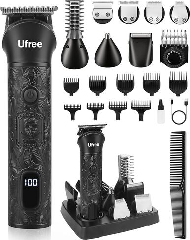 Ufree Beard Trimmer for Men, Electric Razor for Men, Cordless Hair Clipper Shaving Kit for Mustache Body Nose Ear Hair Facial, Adjustable Beard Grooming Kit Birthday Gifts for Men in Saudi Arabia