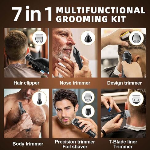 Ufree Beard Trimmer for Men, Electric Razor for Men, Cordless Hair Clipper Shaving Kit for Mustache Body Nose Ear Hair Facial, Adjustable Beard Grooming Kit Birthday Gifts for Men in Saudi Arabia