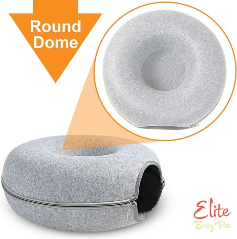 Cat Tunnel Donut Bed, 24 inches Cat Tunnel, Elite Besty pet Indoor Cat Hideout, Donut Cat Bed, Universal for All Seasons Cat Condo and Cat Cave (24 in x 24 in x 11 in) Grey in Saudi Arabia