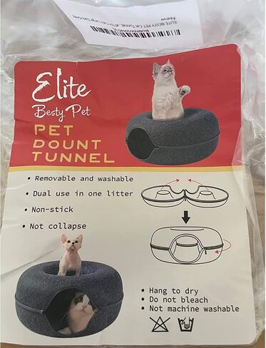 Cat Tunnel Donut Bed, 24 inches Cat Tunnel, Elite Besty pet Indoor Cat Hideout, Donut Cat Bed, Universal for All Seasons Cat Condo and Cat Cave (24 in x 24 in x 11 in) Grey in Saudi Arabia