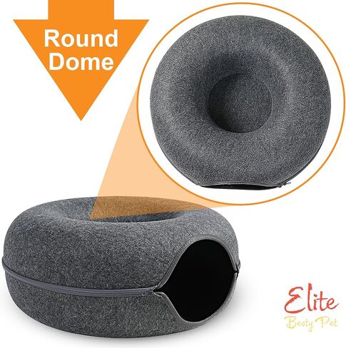 Cat Tunnel Donut Bed, 24 inches Cat Tunnel, Elite Besty pet Indoor Cat Hideout, Donut Cat Bed, Universal for All Seasons Cat Condo and Cat Cave (24 in x 24 in x 11 in) Grey in Saudi Arabia