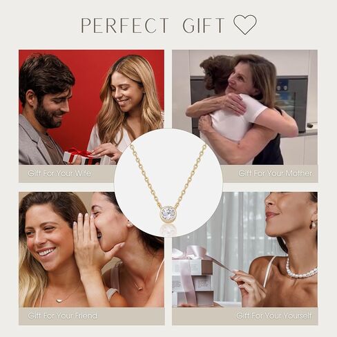 Galis Layered Gold Necklaces for Women - Gold Plated Set 14.5" & 16.5" + 2" Extension with Small Round Faux Diamond Pendant, Trendy CZ Diamond Solitaire Necklace for Women with Lobster Clasp in Kuwait