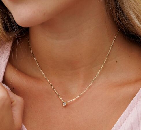Galis Layered Gold Necklaces for Women - Gold Plated Set 14.5" & 16.5" + 2" Extension with Small Round Faux Diamond Pendant, Trendy CZ Diamond Solitaire Necklace for Women with Lobster Clasp in Kuwait
