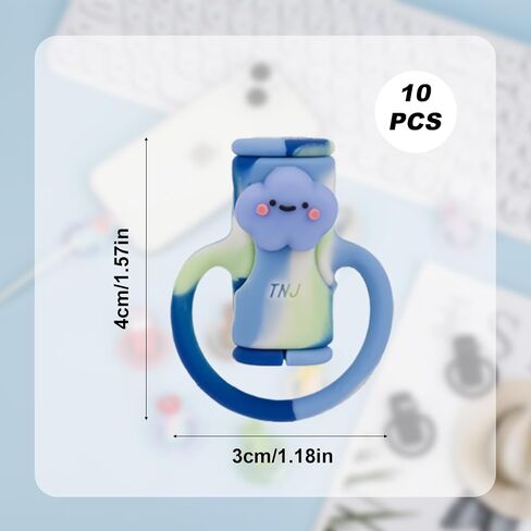 10pcs Data Cable Protector, Cute Cartoon Silicone Cord Saver Anti-Break Silicone Data Cable Winder 2 in 1 Data Cable Protector Charger Cable Saver for Apple Charging Cable in Saudi Arabia