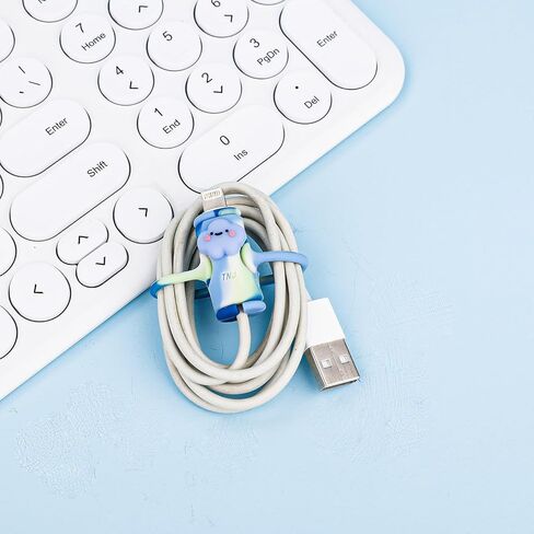 10pcs Data Cable Protector, Cute Cartoon Silicone Cord Saver Anti-Break Silicone Data Cable Winder 2 in 1 Data Cable Protector Charger Cable Saver for Apple Charging Cable in Saudi Arabia