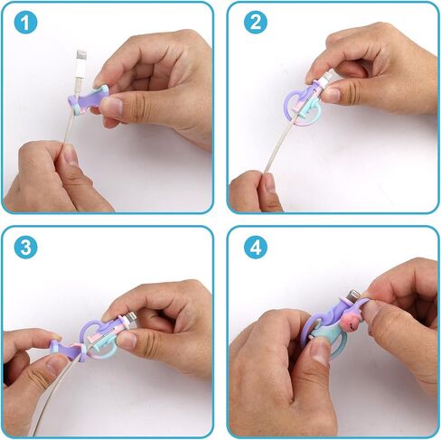 10pcs Data Cable Protector, Cute Cartoon Silicone Cord Saver Anti-Break Silicone Data Cable Winder 2 in 1 Data Cable Protector Charger Cable Saver for Apple Charging Cable in Saudi Arabia