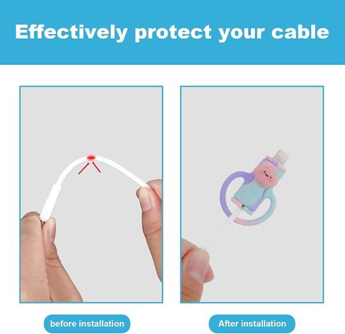 10pcs Data Cable Protector, Cute Cartoon Silicone Cord Saver Anti-Break Silicone Data Cable Winder 2 in 1 Data Cable Protector Charger Cable Saver for Apple Charging Cable in Saudi Arabia