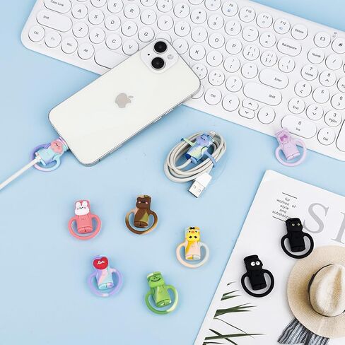 10pcs Data Cable Protector, Cute Cartoon Silicone Cord Saver Anti-Break Silicone Data Cable Winder 2 in 1 Data Cable Protector Charger Cable Saver for Apple Charging Cable in Saudi Arabia