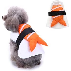 Sushi Dog Halloween Costume Fish Food Pet Costume, Cat Puppy Halloween Costume for Small Medium Dogs Pet Apparel, Funny Dog Outfits Cosplay Costume for Halloween Party Christmas Photo Props