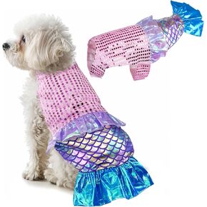 Dog Mermaid Costume Large Dog Halloween Costumes for Dogs Sparkly Cat Costume Fish Birthday Christmas Party Dog Clothes