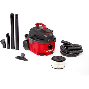 CRAFTSMAN CMXEVBE17040 4 Gallon 5.0 Peak HP Wet/Dry Vac, Portable Shop Vacuum with Attachments, Red