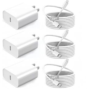 iPhone 14 13 12 Fast Charger,[MFi Certified] 20W USB C Fast Charger Wall Charger Block Plug Adapter with 10FT Long Type-C to Lightning Fast Charging Data Sync Cord for iPhone14 13 12 11 Xs Xr X(3Pack)