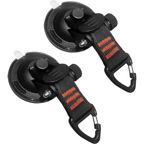 Suction Cups Hooks,Heavy Duty 2 Pieces with Rotatable Hooks Tie Down Suction Cup Camper Accessories with Viscous Silicone Strong Power for Car Boat Awning Camping Trap.(2 pcs Black)