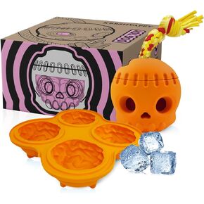 Freezbone Dog Popsicle Mold, Freezebone Fillable Dog Toys to Keep Them Busy, Skull Frozen Dog Treat Molds, Homemade Treat Frozen Dog Toy, Sturdy Safe, Easy Clean, Orange