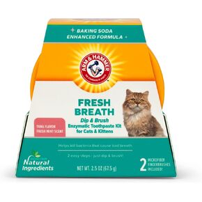 Arm & Hammer Dip & Brush Tartar Control Enzymatic Toothpaste Kit for Puppies with 2 Microfiber Finger Bushes, 2.5 Ounces, Vanilla Ginger Flavor | Dog Dental Care Kit