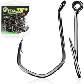 Octopus Hooks Fishing Hooks for Saltwater Freshwater Offset Catfish Hooks for Bass Trout Redfish Fishing Hook Size 1/0-8/0 with 50/60/70/80/100PCS