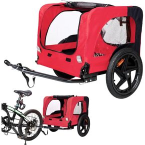 Dog Bike Trailer, Pet Dog Bike Trailer with 16" Wheels & Foldable Frame, Pet Bike Trailer Dog Cart w/Non-Slip Floor, Mesh & Internal Leash, Cargo Cycle Trailers Dog Cart w/88lbs Ca
