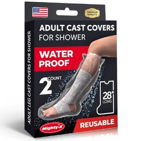 100% Waterproof Cast Cover Leg -【Watertight Seal】- Reusable 2 pk Cast Protector for Shower Leg Adult Knee, Ankle, Foot - Half Leg Covers