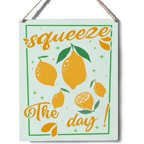 Kitchen Lemon Sign Farmhouse Lemons Make a Lemonade Wooden Sign Plaque Wall Hanging Posters Artwork 10"X8" Perfect Home Decoration
