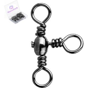 3 Way Swivels Fishing Tackle - 25Pcs Three Way Swivel Black T-Turn Barrel Swivel High Strength Connector for Catfish Rigs