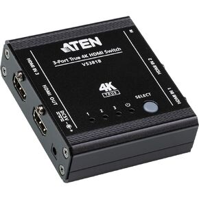 ATEN VS381B 3-Port HDMI Switch with Remote Control – 4K UHD Support, High-Speed HDMI Selector for Multiple Devices, Compatible with TVs, Monitors, and Projectors