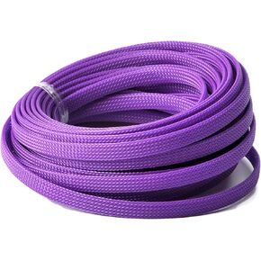 Othmro 32.8ft Length PET Flexible Braided Cable Sleeves 0.31in Width Wire Loom Sleeving and Organizers Flexible Wire Mesh Sleeves for TV Audio PC Computer Cords from Pet Chewing Purple