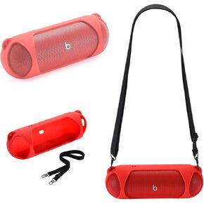 Silicone Carrying Case for Beats Pill 2024,Speaker Case with Shoulder Strap Silicone Protective Pouch for Beats Pill 2024 Bluetooth Speaker (Red)