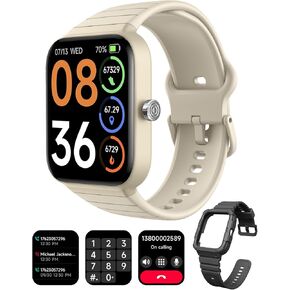 Smart Watch for Women Men with 2 Bands, Alexa Built-in 1.8" Smartwatch (Answer/Make Call) 100+ Sports Fitness Watch with Heart Rate SpO2 Monitor IP68 Waterproof iOS Android Compatible