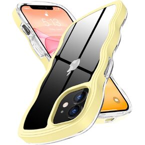 حافظة لهاتف iPhone 11، حافظة هاتف واقية شفافة مضادة للخدش بإطار مموج لطيف، غطاء هاتف مرن ناعم من مادة TPU وممتص للصدمات من البولي كربونات، غطاء واقٍ لكامل الجسم مقاوم للصدمات، أرجواني (5-4)