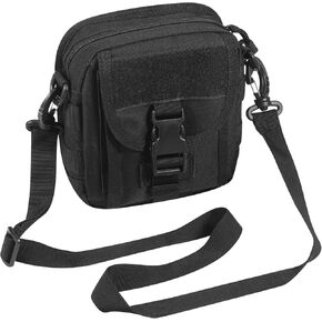 Tactical Pouch Small Molle Pouch with Shoulder Strap-800D Oxford Utility Pouch with Patch Field and Buckle -7.5" x 5.9" x 3.5" Molle Admin Pouch for Tactical Vest and Backpack-Black