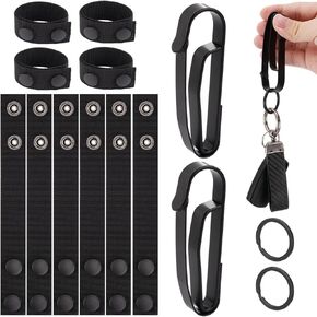 12pcs Duty Belt Keeper Stays Holders, Premium Belt Keepers Double Button Design with Hook Key Ring Fixing Police Belt Accessories for Hanging Key Walkie-Talkie