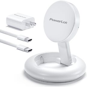 PowerLot Wireless Charger, 15W Fast Qi2-Certified Wireless Charging Station Compatible with iPhone 16/15 /15 Plus / 15 Pro /15 Pro Max /14/13 /12, Qi2 Enabled Devices (20W PD Charger Included)