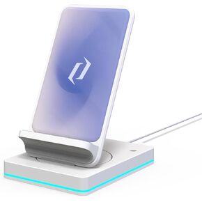 Wireless Charger, 15W Fast Phone Charging Stand for Samsung Galaxy S23 Ultra/S22/Note 20/Z Flip 6/5/4/Z Fold 6/5/4, Rotatable Qi Charger for iPhone 15/14/13/12/Pro/Plus/Pro Max, White(No AC Adapter) in Kuwait