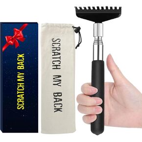Flanker-L Oversized Portable Extendable Back Scratcher, Upgraded Metal Stainless Steel Telescoping Back Scratcher Tool with Canvas Carrying Bag