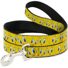 Buckle-Down Pet Leash - Tweety Bird Expressions Yellow - 4 Feet Long - 1" Wide