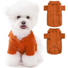 Winter Keep Warm Dog Sweater Cat Coat, Medium Fleece Dog Sweater Warm Puppy Clothes, Thick Warm Pet Sweater for Chihuahua, Bulldog, Dachshund, Pug, Caramel M