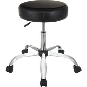 Amazon Basics Drafting Spa Bar Stool with Wheels, Height Adjustable Swivel, Black, 22.05" D x 22.83" W x 19.88" H
