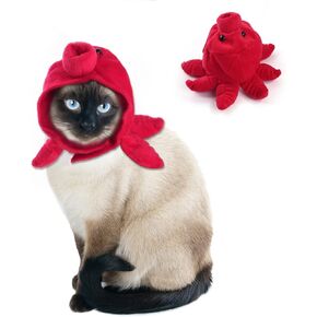 Red Octopus Hat Cap for Cat Dog Halloween Head Accessories Headgear Xmas Headdress