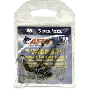 American Fishing Wire Black Ball Bearing Snap Swivels (3 Pieces), Size 6, 180 Pound Test