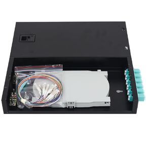 Xunsomten-6 Duplex Mutilmode 12 Port LC-OM3 Rack Mount Enclosure Box and Splice Trays Fiber Cables LC-UPC Kit (Include Pigtail & Couplers)