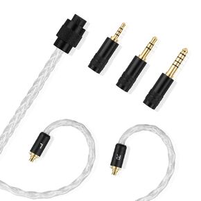 SE425 Cable MMCX Audio Cord Compatible with UE900, Shure SE215 SE315 SE846 SE535 KSE1500, JVC HA-FX1100 HA-FX1000 HA-FX850 Eerphones-Added 2.5/3.5/4.4mm Detachable Adapters